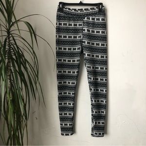 Tribal Print Black White Leggings Sz S
